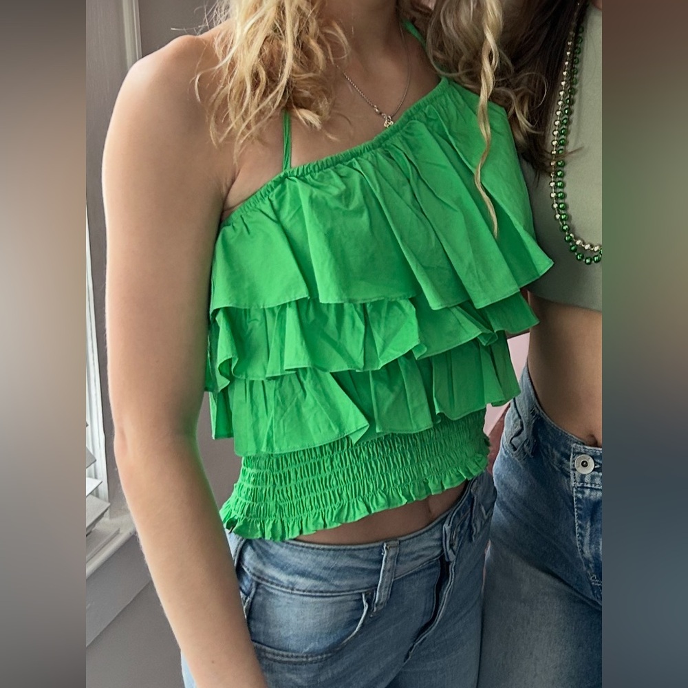 Green Ruffle Top - Picture 2 of 2